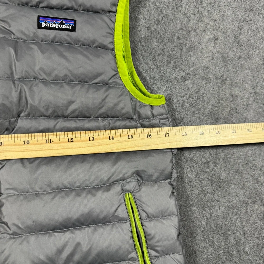 Patagonia Down Sweater Vest Boys L 12 Gray Lime Green 68221 Puffer Quilted Warm